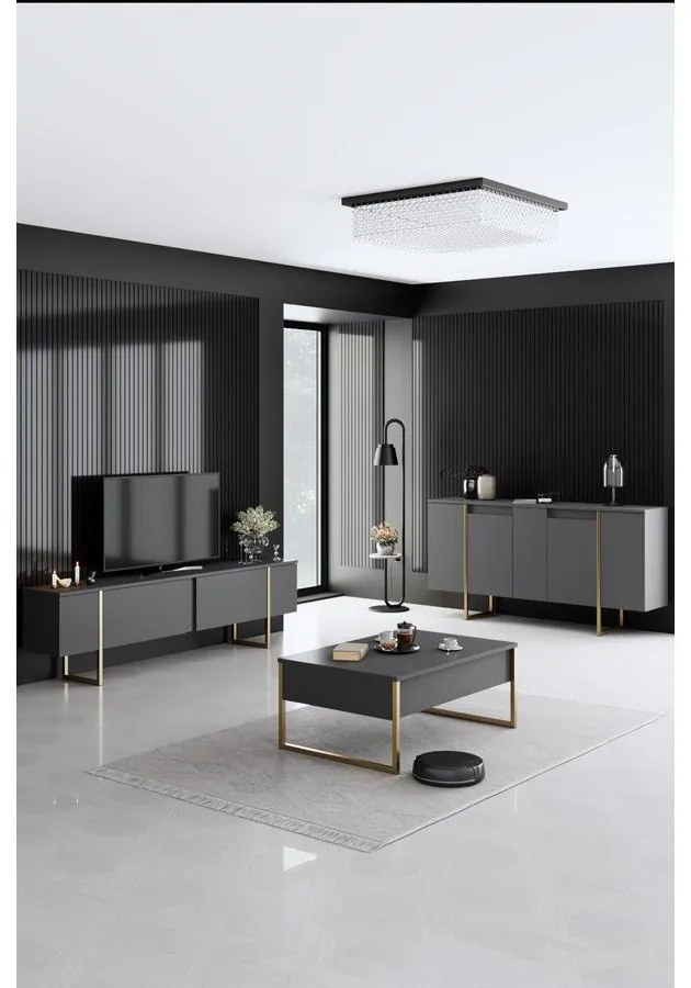 Konzolasztal Luxe - Anthracite, Gold