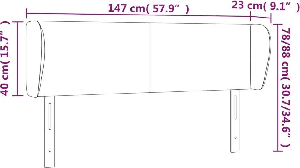 krémszínű műbőr szárnyas fejtámla 147x23x78/88 cm