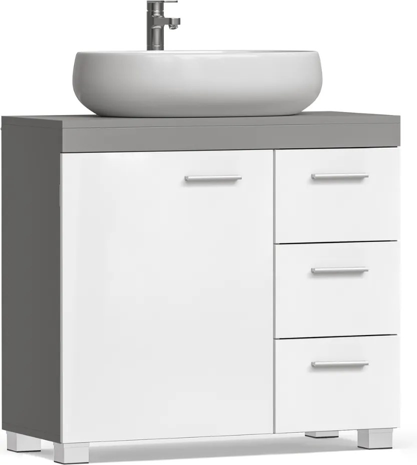 IVY mosdó alatti szekrény, 30x70x64 cm, fehér/szürke Vasagle