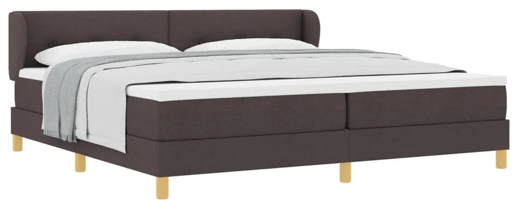 Boxspring Ágy Matrac Sötét Barna 200x200 cm Szövet