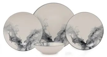 24 részes étkészlet fehér/fekete/porcelán