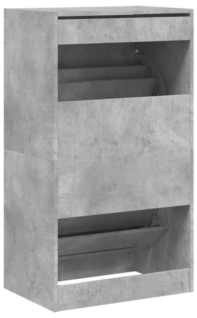 betonszürke cipőszekrény 2 kihajtható fiókkal 60 x 42 x 108 cm