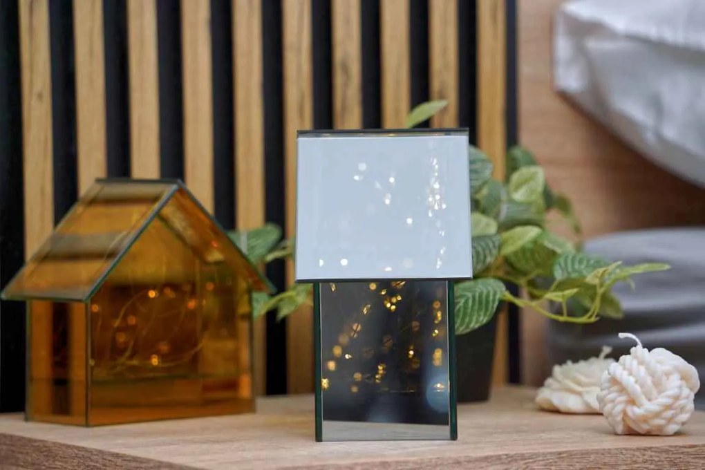 LED skleněný domeček ELITE, šedý - více velikostí Méret: S