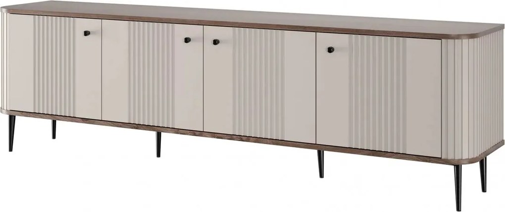 Vesper 4D TV-szekrény 187 cm - kasmír / diófa / fekete lábak