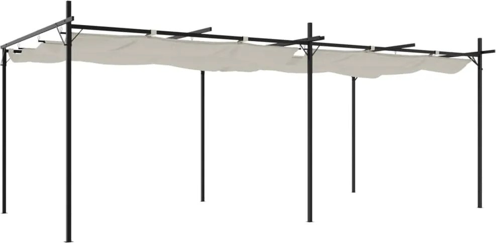 vidaXL krémszínű pergola behúzható tetővel 589 x 292 x 230 cm