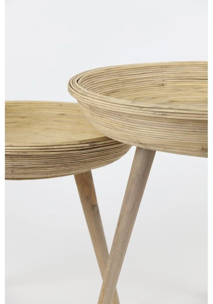 Rattan kerek tárolóasztal szett 2 db-os ø 56 cm Colon – Light &amp; Living