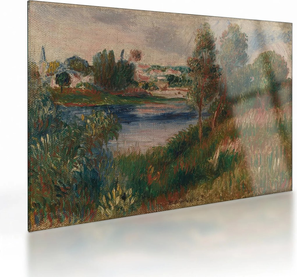Üveg kép - Auguste Renoir, Landscape at Vetheuil, reprodukciók (70x50 cm)