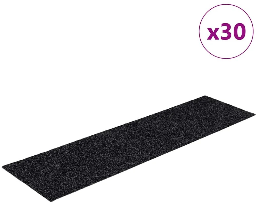 30 db fekete lépcsőszőnyeg öntapadós téglalap alakú 76x20 cm