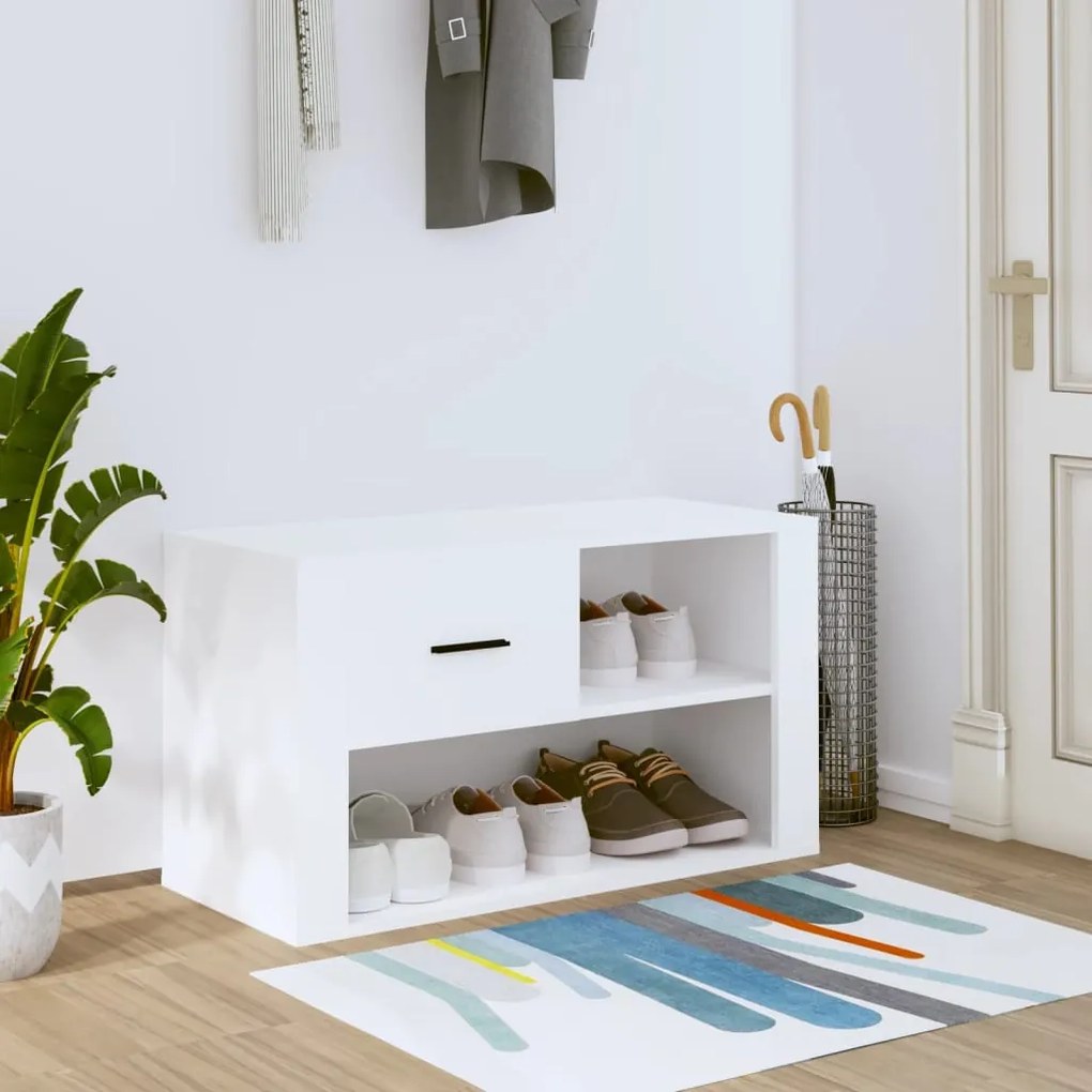 fehér szerelt fa cipősszekrény 80x35x45 cm