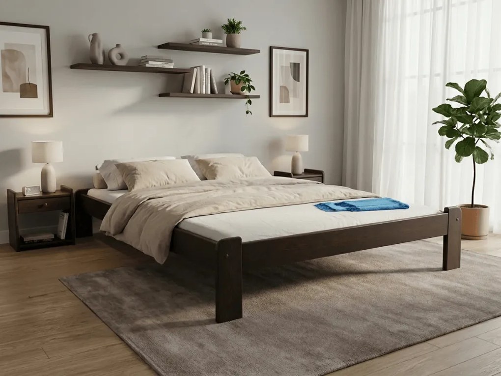 ADA ágy 140x200 cm, diófa Ágyrács: Léces ágyrács, Matrac: Deluxe 10 cm matrac