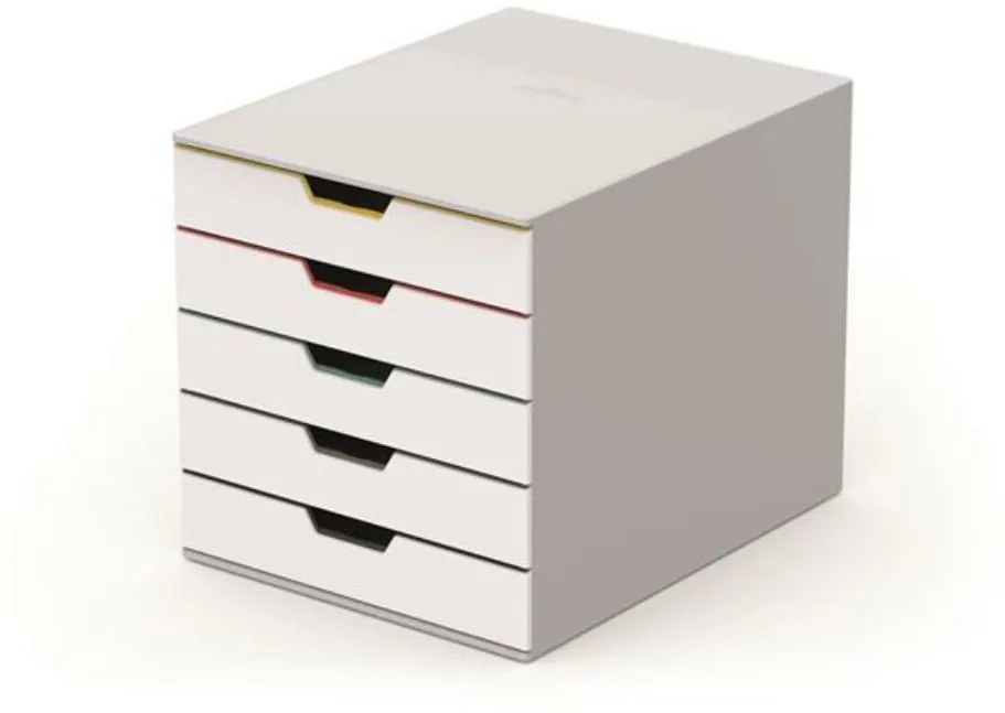 Irattároló, műanyag, 5 fiókos, DURABLE VARICOLOR® 5, fehér (DB762527)