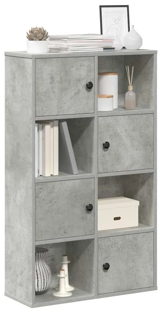 betonszürke szerelt fa könyvespolc 60x24x101,5 cm