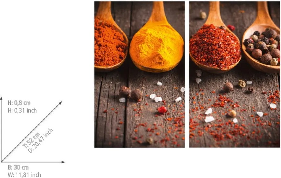 Edzett üveg tűzhely fedőlap szett 2 db-os 52x30 cm Curry – Allstar