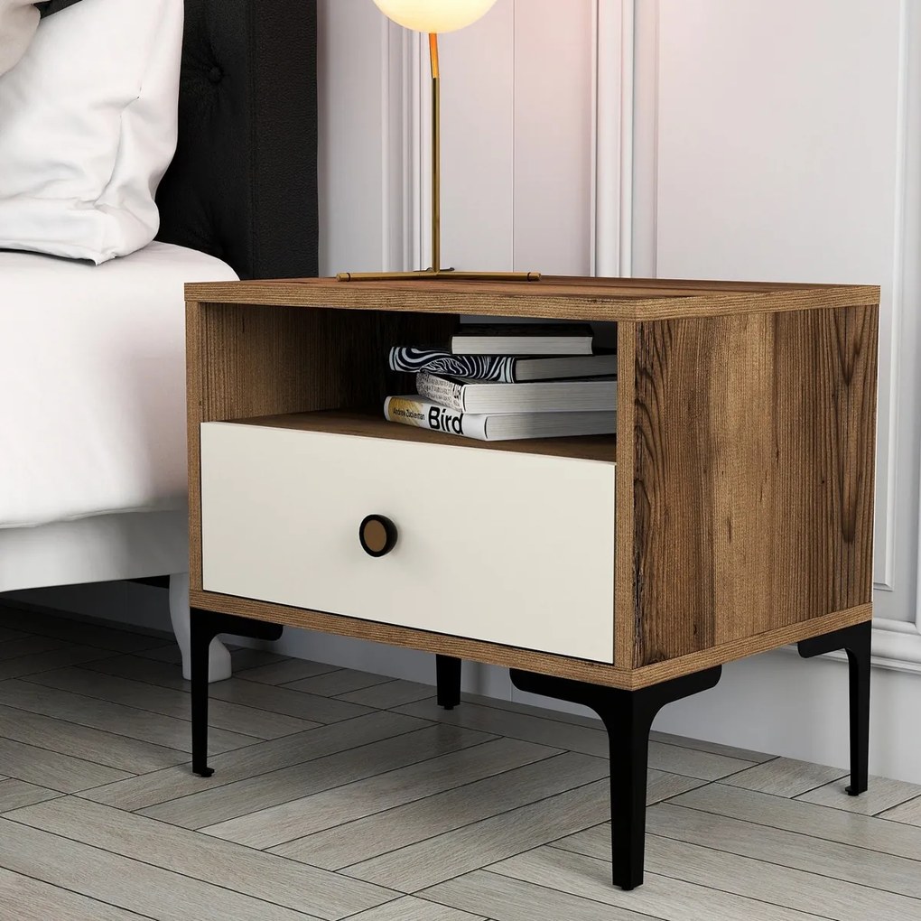 Éjjelis szekrény Lizbon Walnut Cream