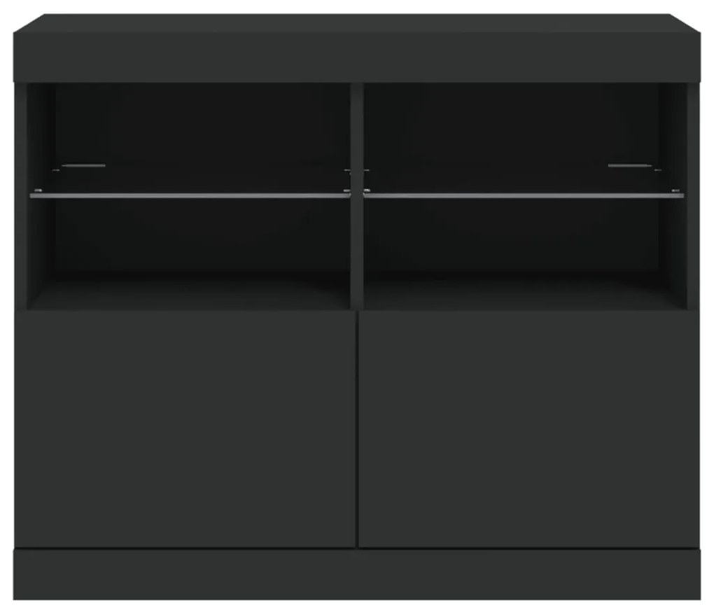 fekete tálalószekrény LED-világítással 81 x 37 x 67 cm
