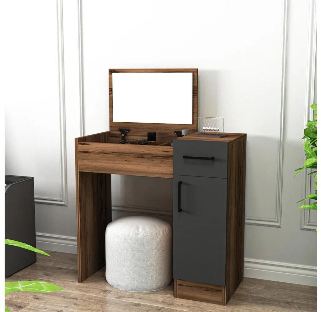 Öltözködő asztal INCI 108,8x77 cm dió/fekete