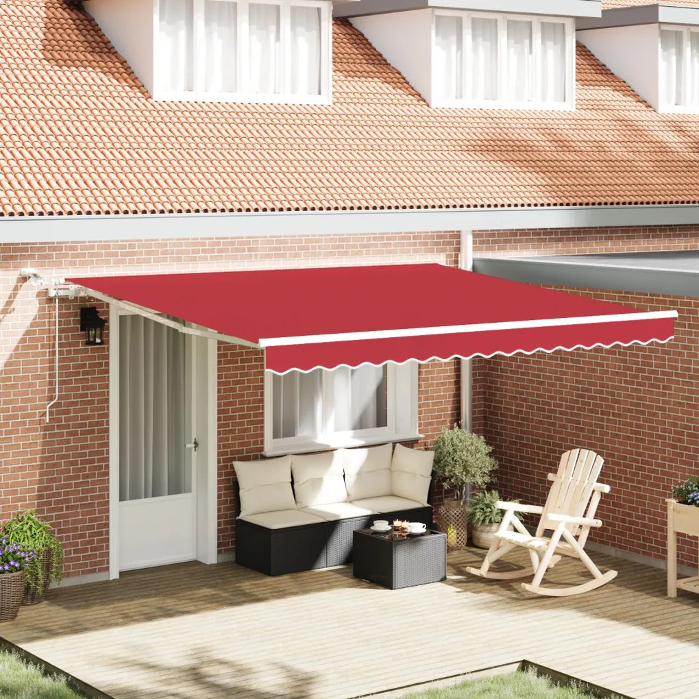 automatikus behúzható napellenző LED-del Piros 400x350 cm