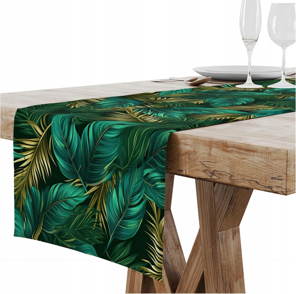 Futópad Abrosz Asztalra Matt Sima 40X180 CM Dekoratív Levelek Minta 354