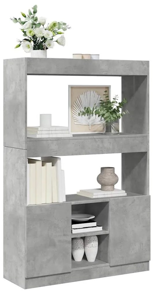 betonszürke szerelt fa magasszekrény 92 x 33 x 140 cm