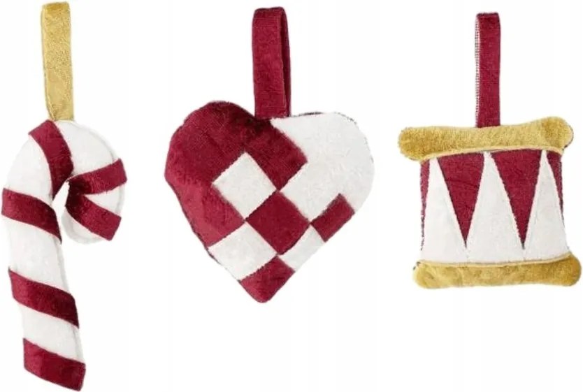 Karácsonyfadíszek Bloomingville puha anyagból 3 db