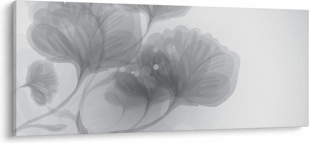 Szürke árnyalatú virágok képe (120x50 cm)