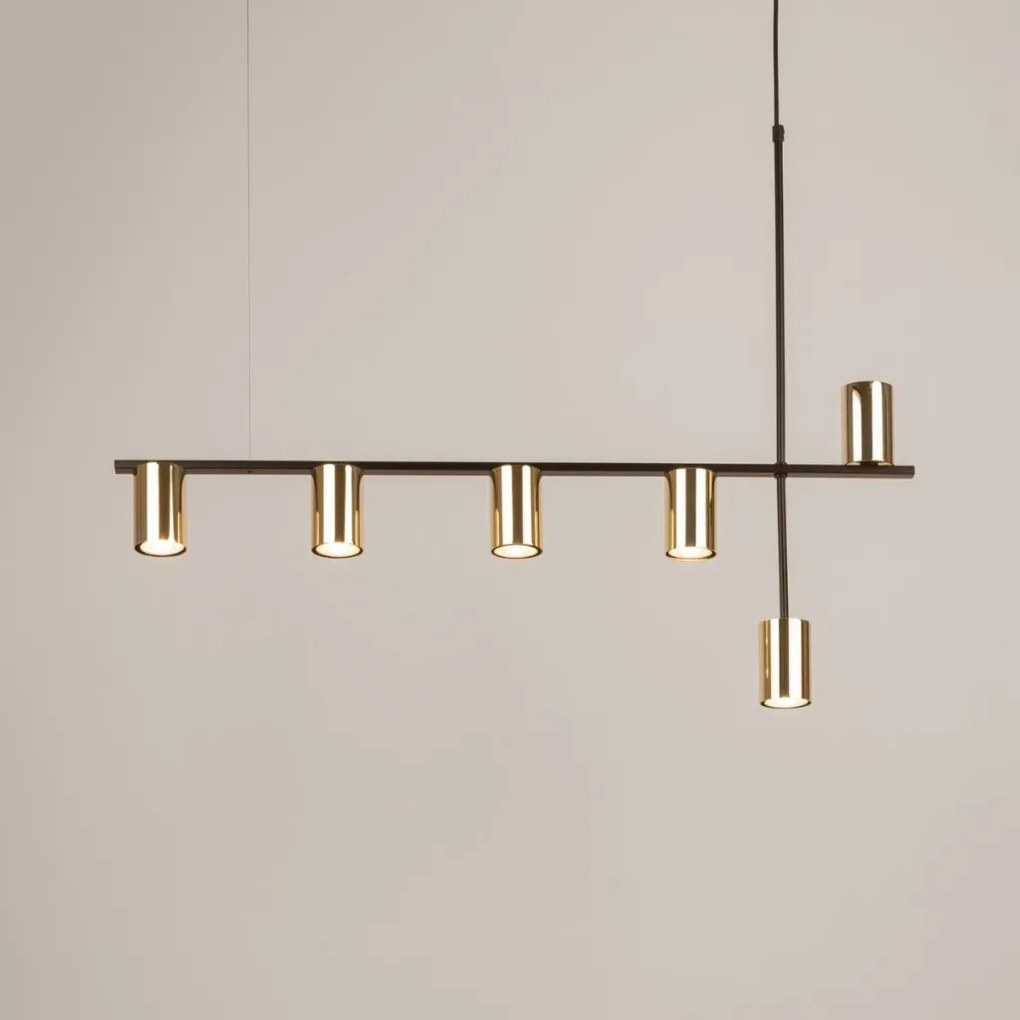 SIGMA LIGHTING 33696 VENDO Többágú Függesztett Lámpa Fekete, Sárgaréz G9 IP20