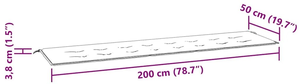 levélmintás szövet kerti padpárna 200x50x4 cm