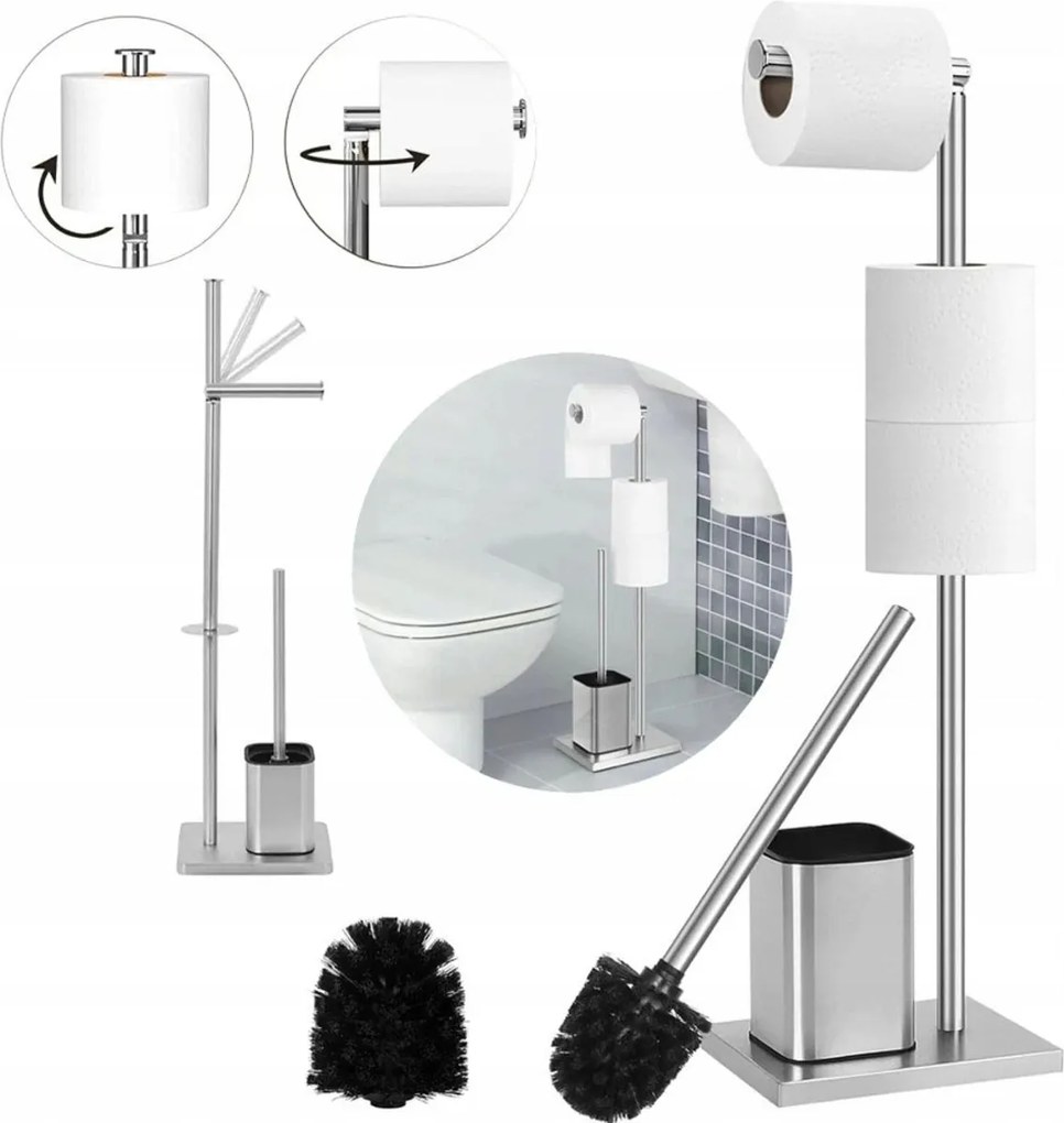 WC-papír tartó állvány és Wc kefe szett 66 CM