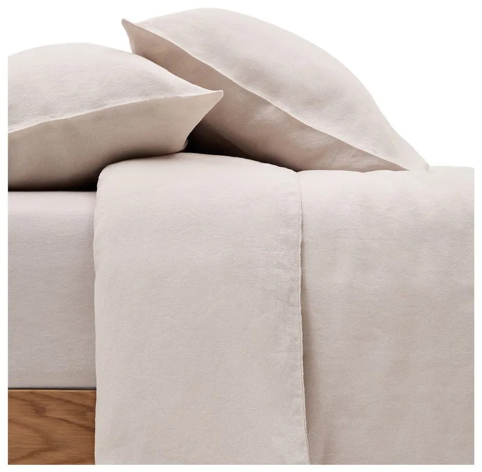 Szürkésbézs kétszemélyes hosszabbított lenkeverék ágyneműhuzat 240x220 cm Simmel – Kave Home