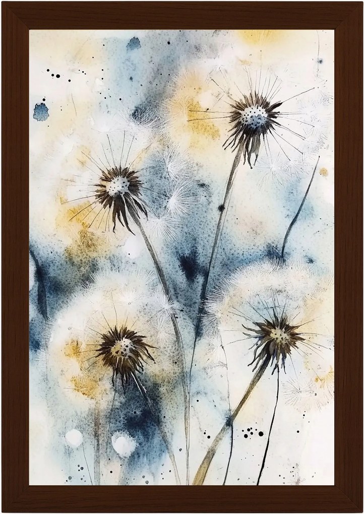 Poszter Keret Fa Akvarell Természet Tavasz Virágok Pitypang 40x60