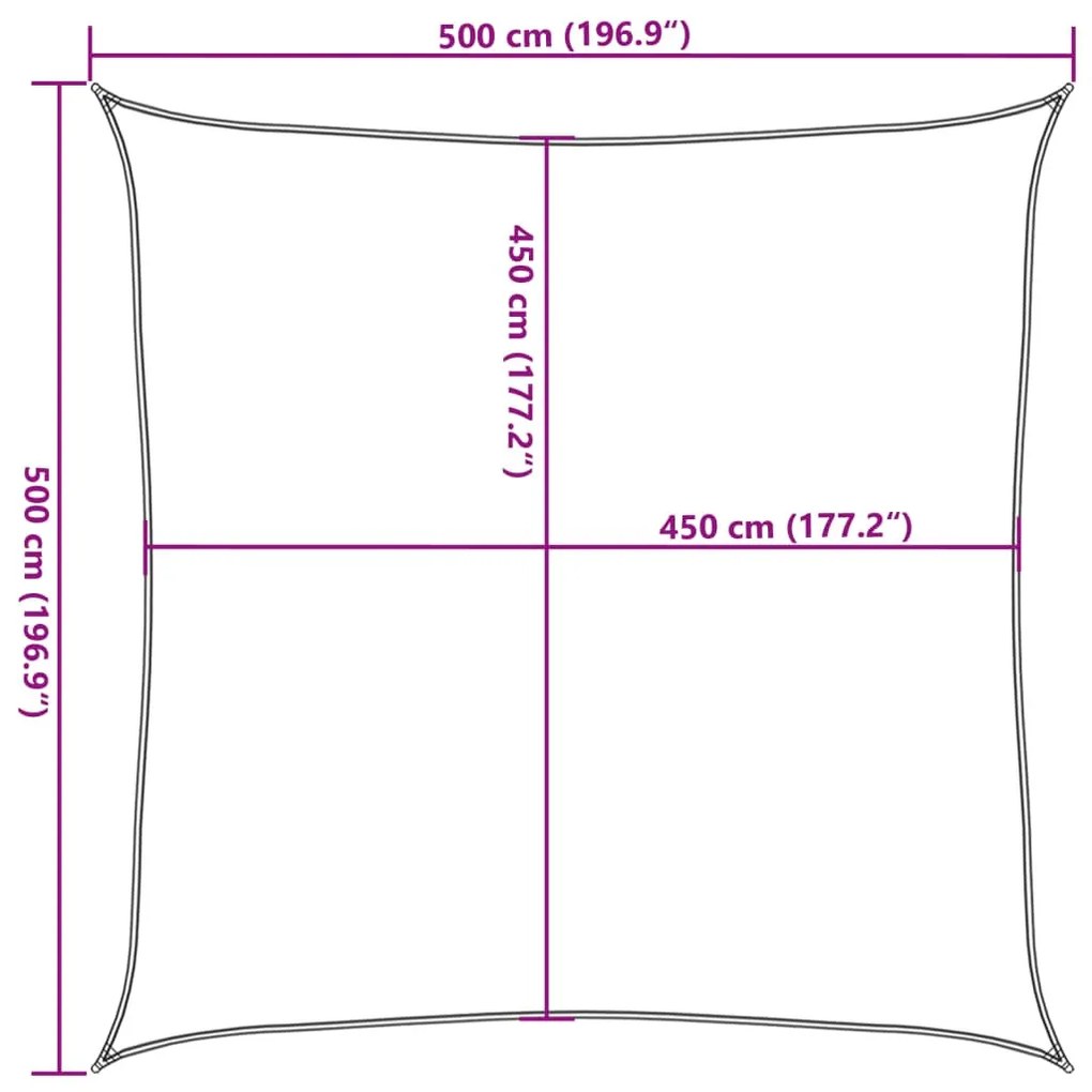 krémszínű HDPE napvitorla 160 g/m² 5 x 5 m