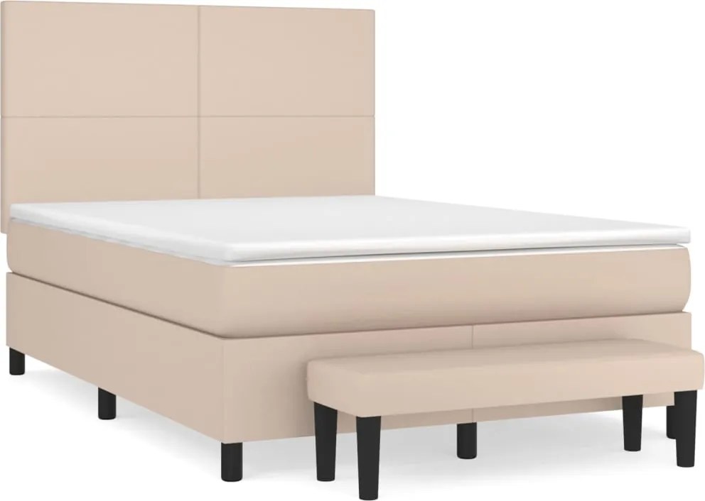 vidaXL cappuccino színű műbőr rugós ágy matraccal 140 x 190 cm