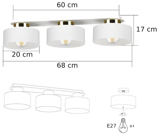 Mennyezeti lámpatest IGNIA 3xE27/60W/230V fehér/arany