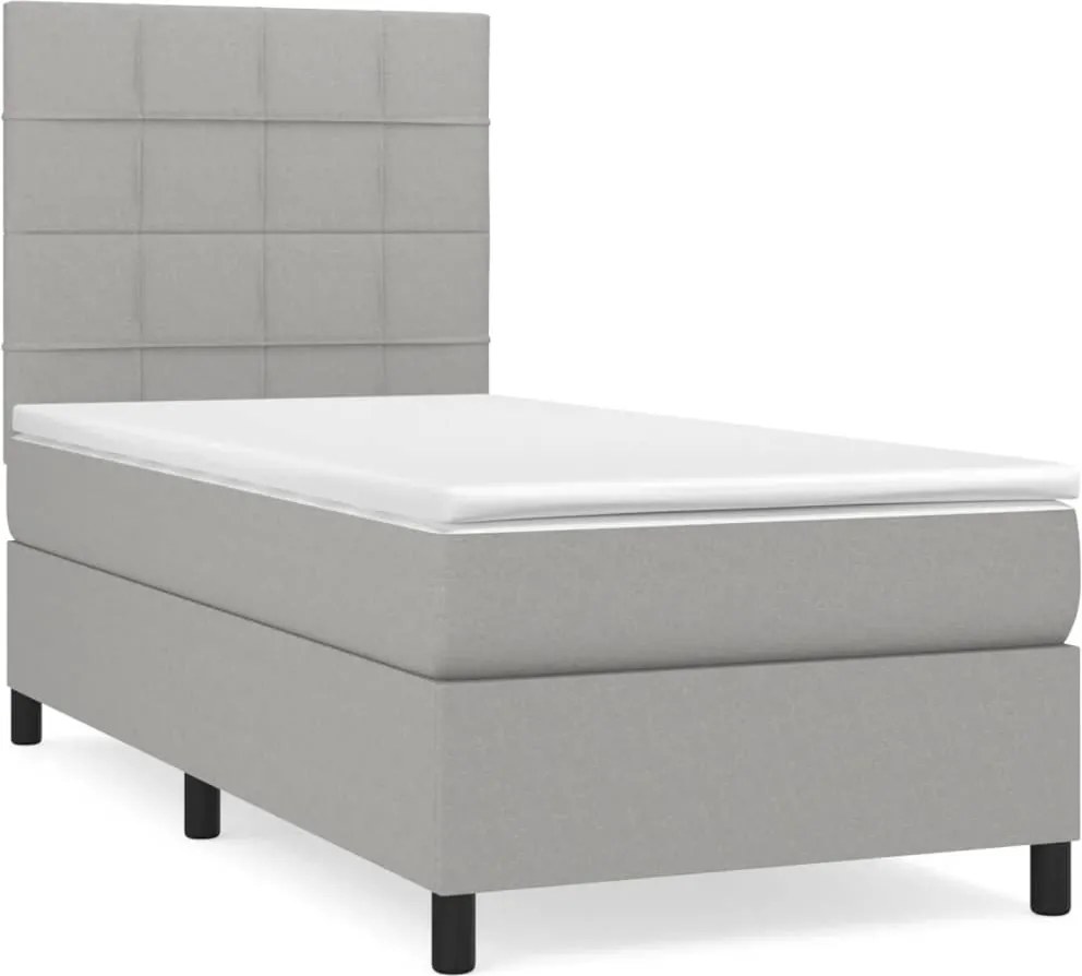 vidaXL világosszürke szövet rugós ágy matraccal 100 x 200 cm
