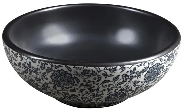 Sapho - PRIORI pult fölé helyezhető mosdó, átmérő 41 cm, fekete/fehér