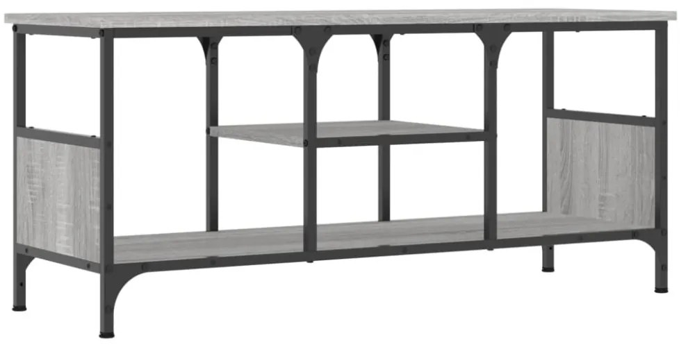 szürke sonoma színű szerelt fa és vas TV-szekrény 100x35x45 cm