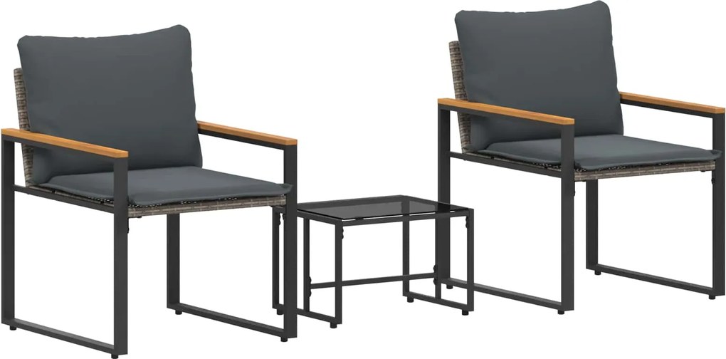 vidaXL Bútor szettek párnával 3 pcs Szürke és sötétszürke Rattan