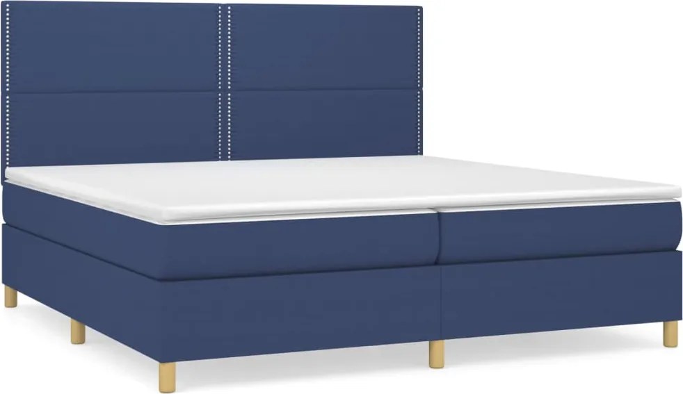 vidaXL kék szövet rugós ágy matraccal 200 x 200 cm