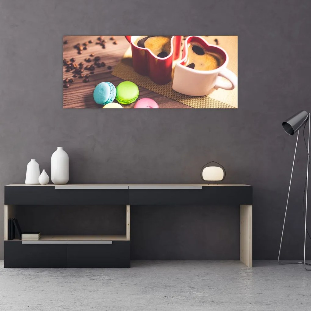 Kávé és a macaroon képe (120x50 cm)