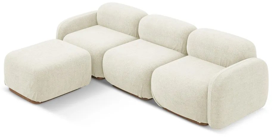 Krémszínű buklé moduláris sarokkanapé Ailani – Makamii