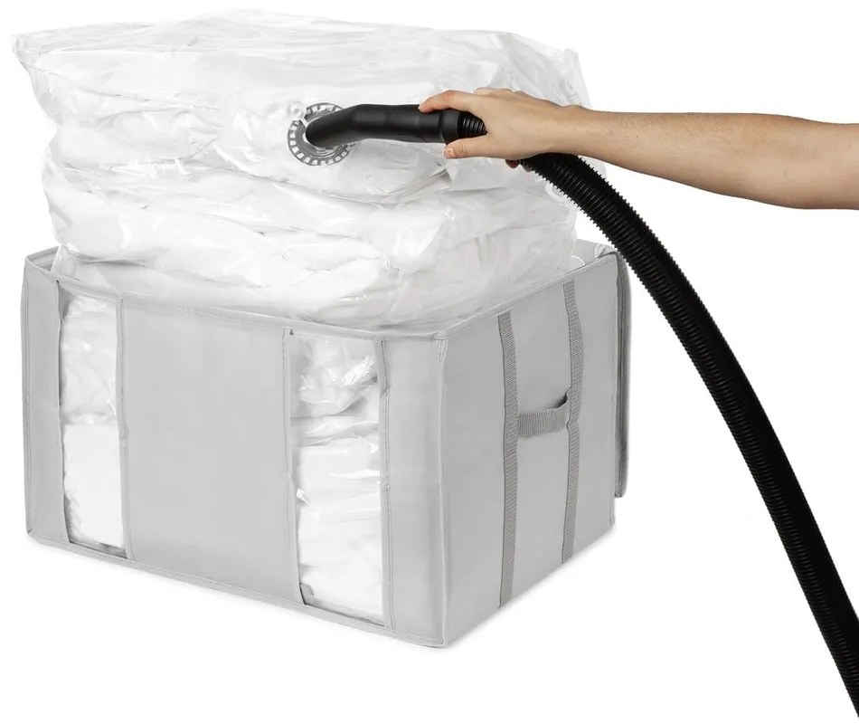 Vákuumos-megerősített textil ruhatároló doboz 56x42x33 cm Granit – Compactor