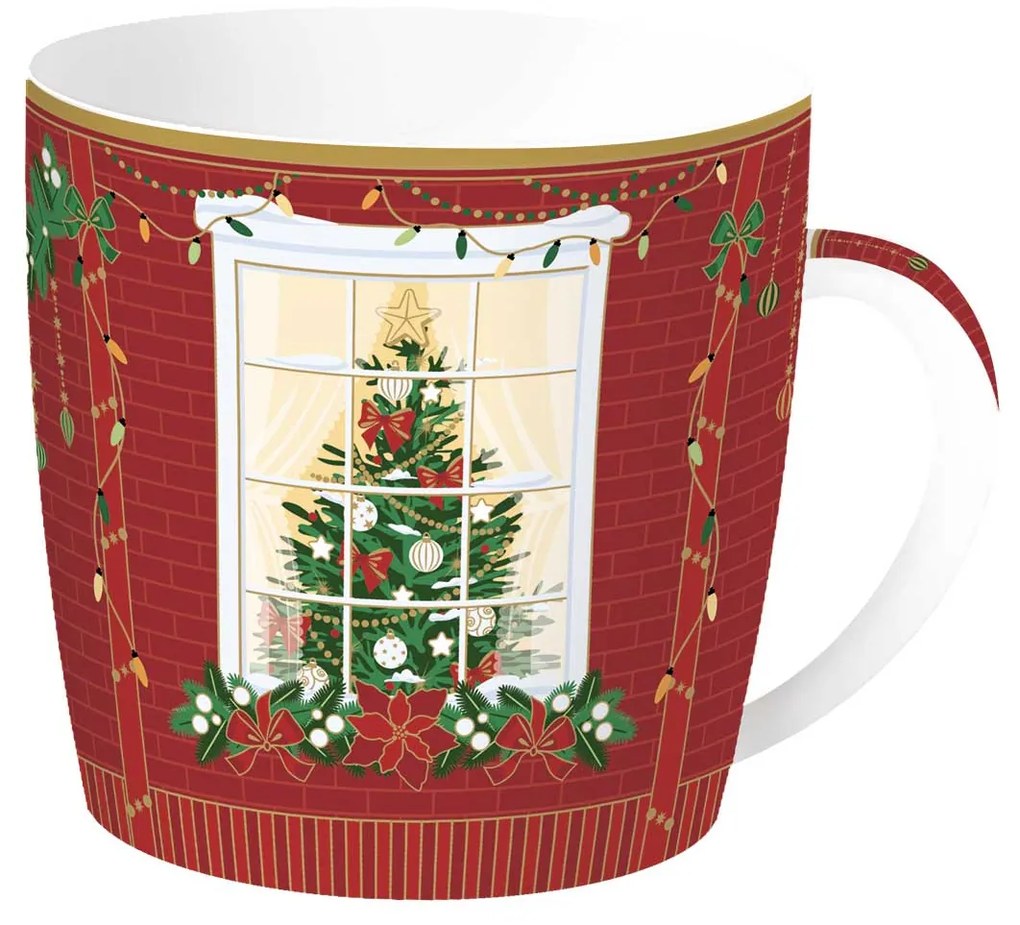 Karácsonyi fenyőfás porcelán bögre 350 ml fém díszdobozban Festive Avenue