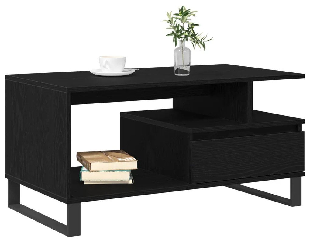 Dohányzóasztal Fekete Tölgy 90x49x45 cm Mérnöki Fa
