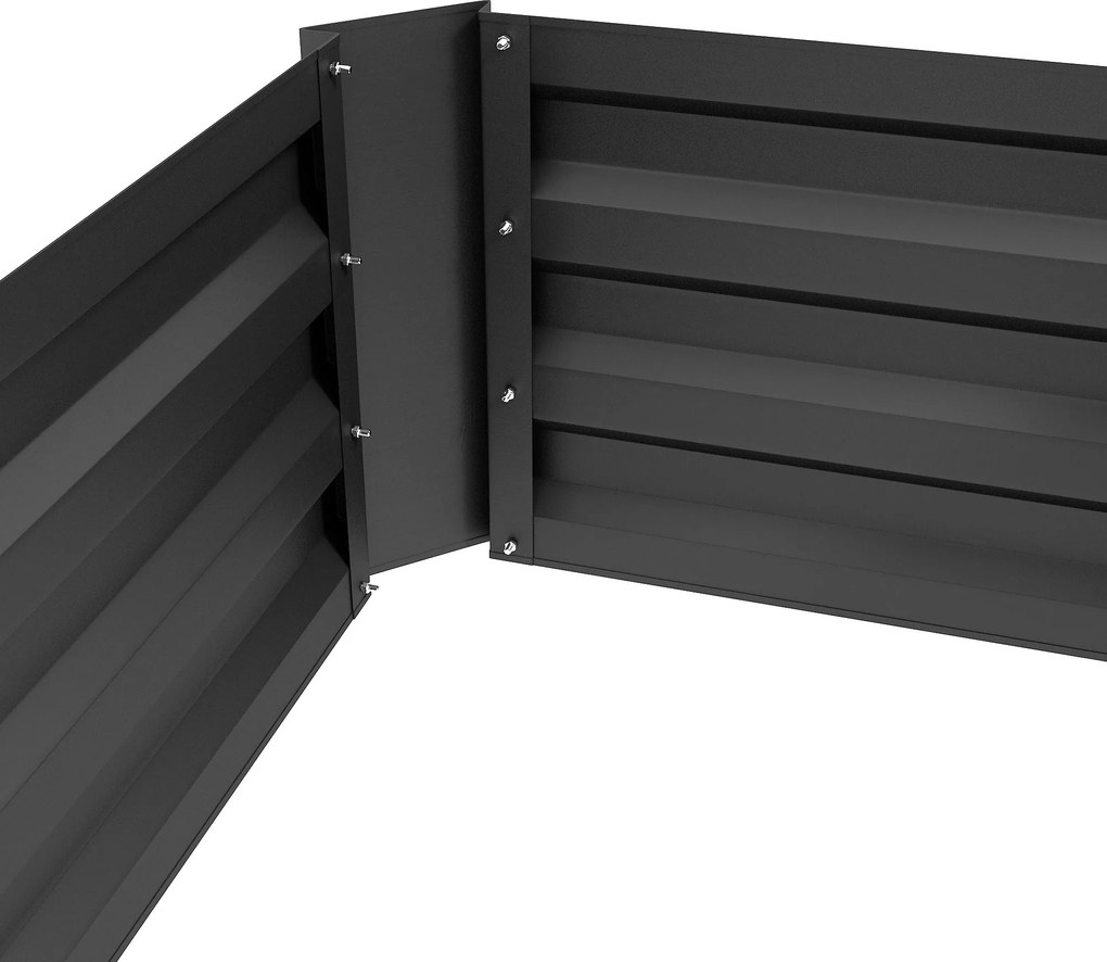 Outsunny 2 db Emelt Kerti Ültetőedény 100L x 50W x 30H cm - Hullámos Acél Fekete | Aosom