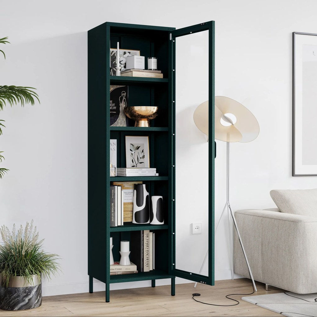 LUIGI vitrin, 500 x 1800 x 350 mm, Modern: palackzöld