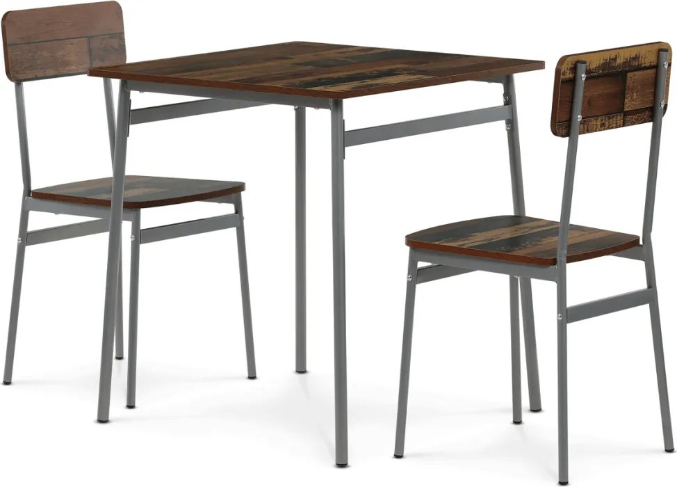 2 személyes old wood MDF étkezőgarnitúra 70x70x76 cm – AUT-O2122