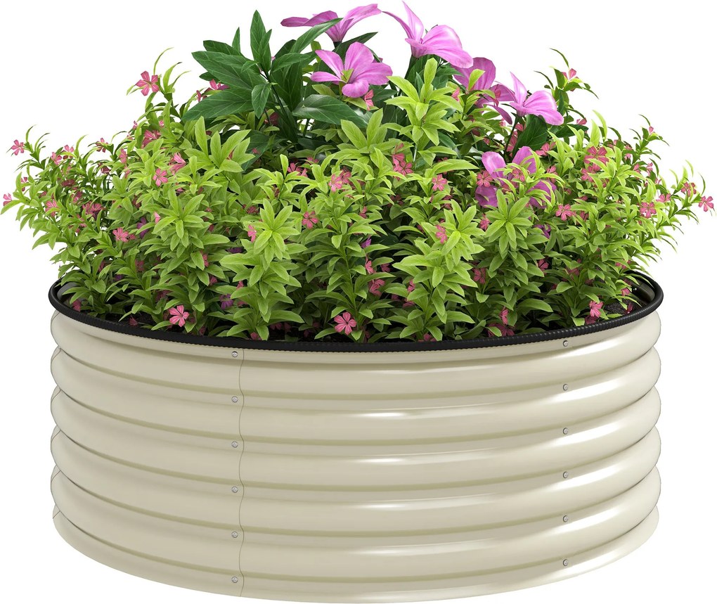 Outsunny Acél Emelt Ágyás, Növény Ágyás Üvegház Kert Ágyás Rakható Cserép Interchangeable Növényi Doboz 120x120x43cm Zöldség Ágyás Kert Erkély Teraszr