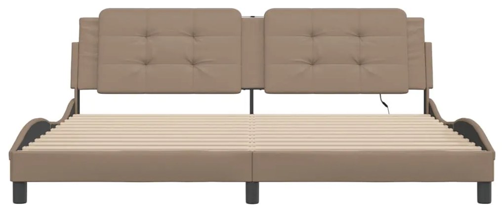 cappuccino színű ágykeret LED-ekkel matrac nélkül Zadar 200 x 200 cm