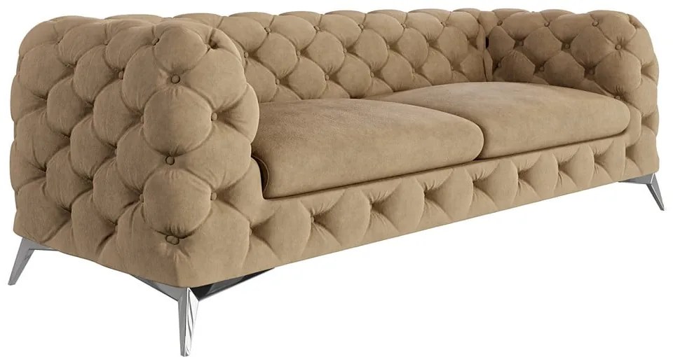 Világosbarna bársony kanapé 225 cm Chelsea – Ropez