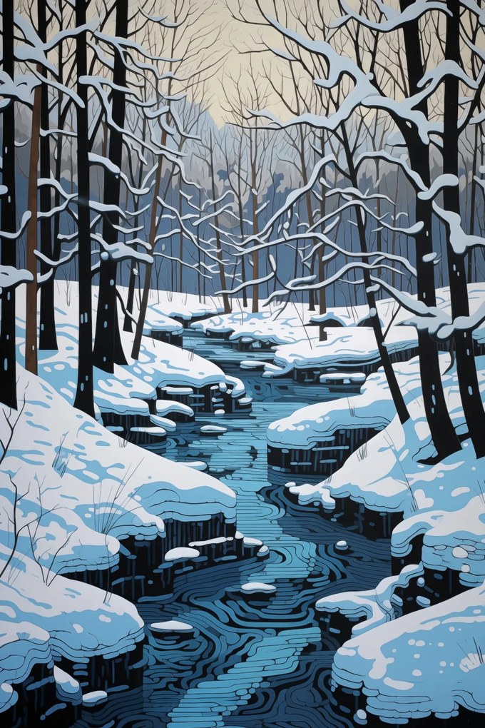 Poszter 61x91,5cm Folyó a téli időszakban